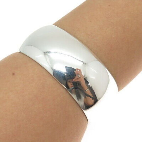 LEONORE DOSKOW Sterling Silver Vintage Modernist Adjustable Cuff Bracelet 6.75